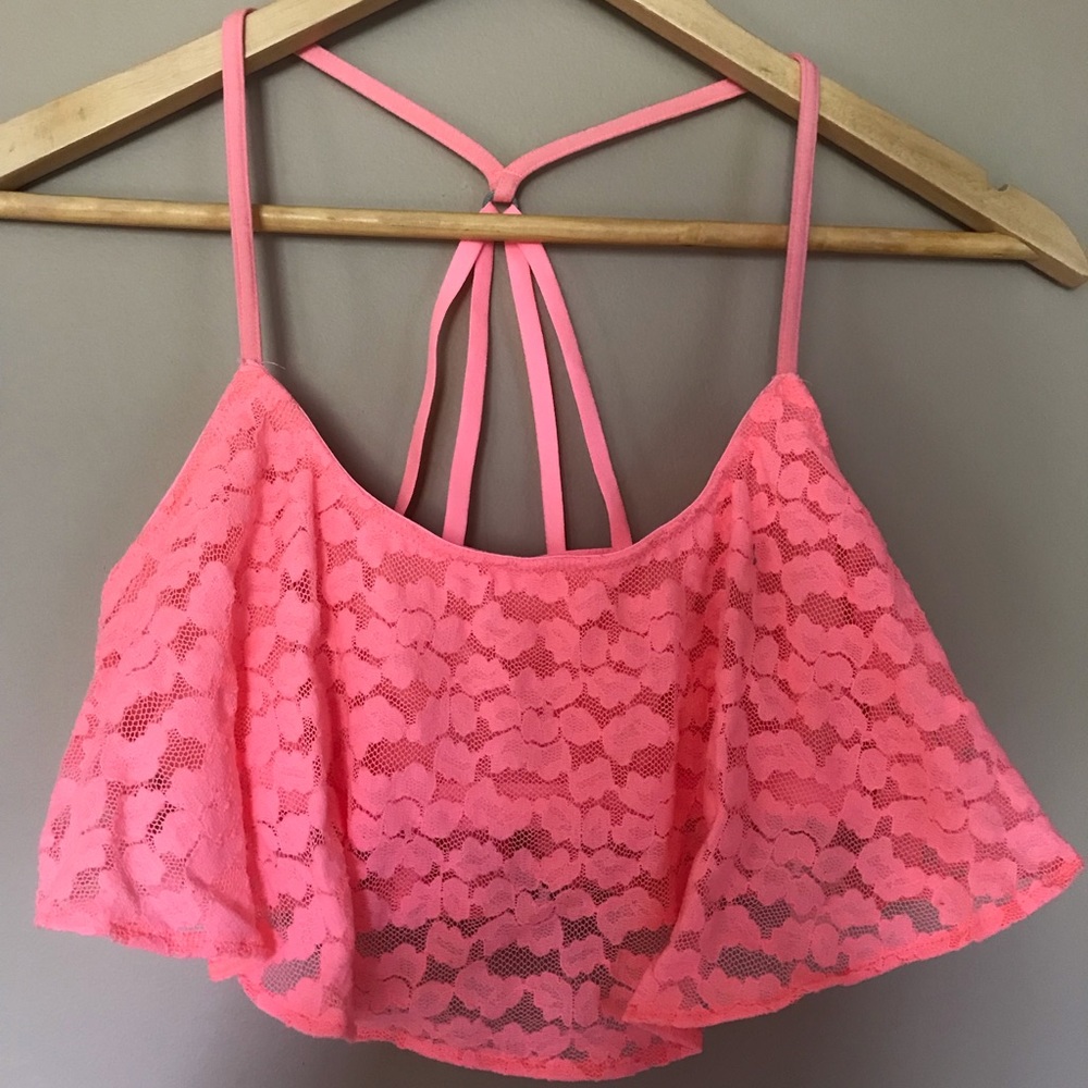 2 for $10! Coral Lace Crop Top